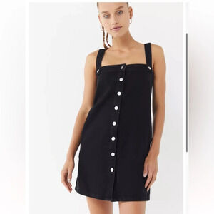 Urban Outfitters Aria Black Denim Overall Dress - Small